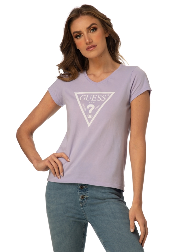 T-Shirt Feminina Silk Logo Triangulo  Guess