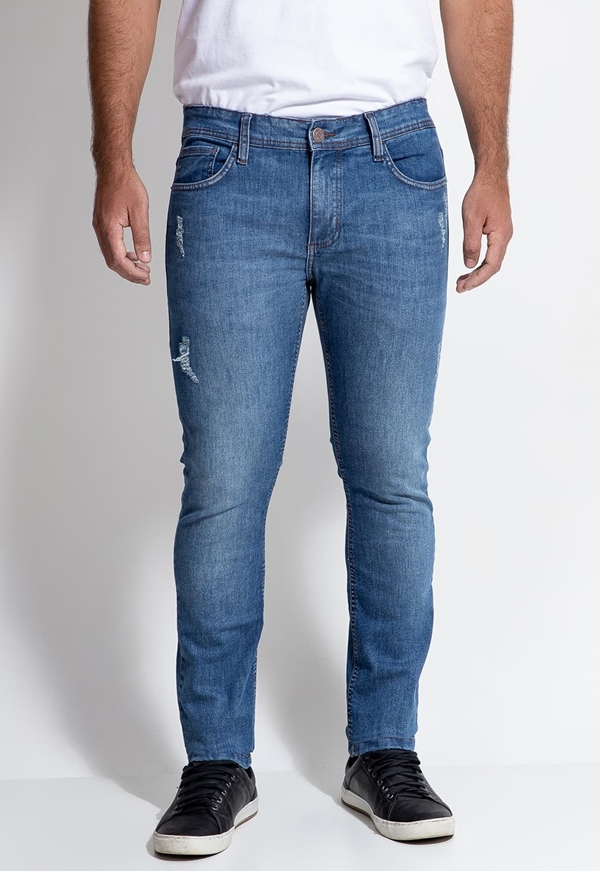 Calça Jeans Straight Puídos Guess