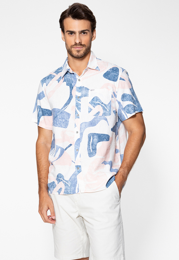 Camisa de Linho Eco Estampa Abstrata